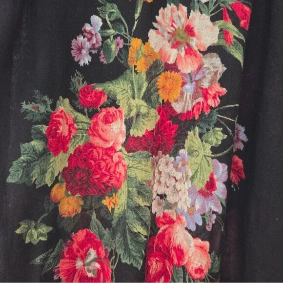 Floral Print Fringed Black Pashmina Wrap - Picture 3 of 13